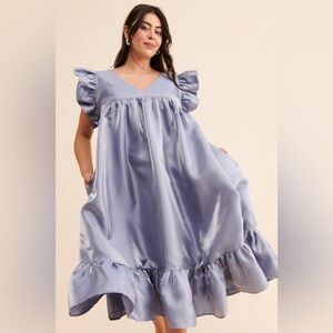 Anthropologie: DHRUV KAPOOR METALLIC BABYDOLL MIDI DRESS